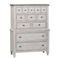 Heartland 5 Drawer Chest in Antique White w/ Tobacco Top