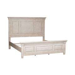 Heartland King California Panel Bed in Antique White w/ Tobacco Top