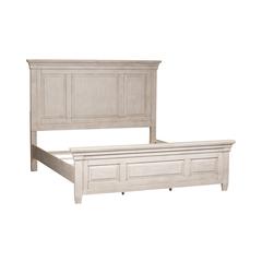 Heartland King Panel Bed in Antique White w/ Tobacco Top