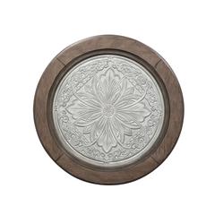 Heartland Round Ceiling Tile Cocktail Table in Antique White w/ Tobacco Top