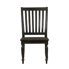 Rubberwood Solid Wood Slat Back Farmhouse Dining Chair for Kitchen Table, Black