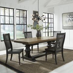 Harvest Home 5 Piece Trestle Table Set in Chalkboard