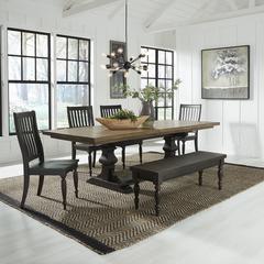 6 Piece Trestle Table Set in Chalkboard Finish