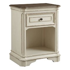 Antique White Nightstand with Single Drawer and Elegant Finish