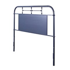 Distressed Metal Queen Metal Headboard with Vintage Design and Metal Tube Frame