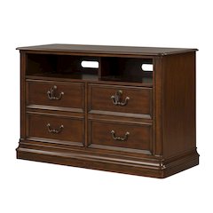 Cognac Executive Media Lateral File With Traditional Style