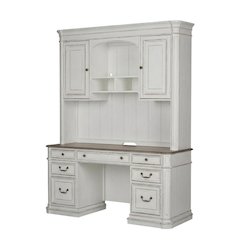Antique White Credenza & Hutch, European Traditional Style