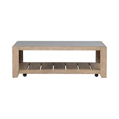 Millstone Cocktail Table with Unique Tile Top for Living Room - Nutmeg Oak Wood