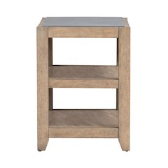 Millstone Chairside Table with Unique Tile Top for Living Room - Nutmeg Oak Wood