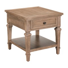 Haven Hills End Table for Living Room Traditional - Camel Beige Birch Wood