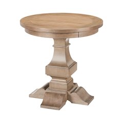 Haven Hills Round End Table for Living Room Traditional - Camel Beige Birch Wood