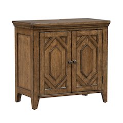 Carolina Park 2 Door Bedside Chest with AC USB Charging Station  - Amber Brown
