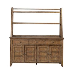 Carolina Park Server Cabinet & Hutch for Dining Room Storage - Amber Brown