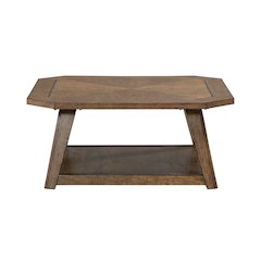 Carolina Park Octagonal Cocktail Table for Living Room - Amber Brown Oak