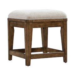 Carolina Park Upholstered Console Stool 19" Height - Amber Brown Oak Wood