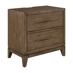Shaker Lakes Nightstand with AC USB Charging Station - Harvest Brown