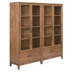 Shaker Lakes 2 Piece Bunching Cabinet Set - Touch LED Light, Adjustable Glass