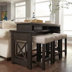 Heatherbrook 4 Piece Console Set (1-Console 3-Stools) in Acacia Solid and Veneer