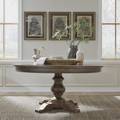 Pedestal Table Set in Poplar & Rubberwood Solids w/ White Oak Veneers