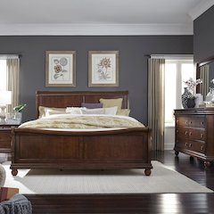 Rustic Traditions Queen Sleigh Bed, Dresser & Mirror, Night Stand