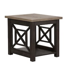 Black Square End Table – Farmhouse Side Table for Living Room Décor