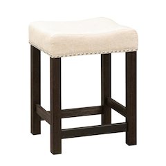 Black Upholstered Stool for Vanity, Small Vanity Stool with Poplar Legs