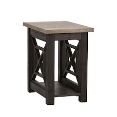 Black Side Table with Acacia Solid and Veneer, Small Sofa Table
