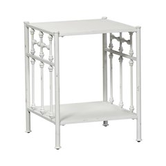 Metal Nightstand - Antique White, Small Metal Side Table for Bedroom