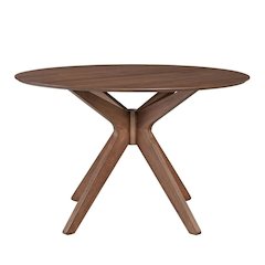 Brown Round Pedestal Dining Table – Elegant Dining Table for 4 Persons