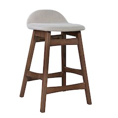 Light Tan Counter Height Chair – Wooden Bar Stool with Back for Kitchens