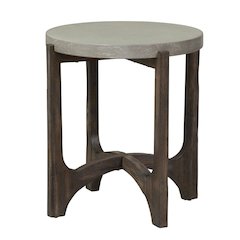 Farmhouse End Table, Brown Eucalyptus & Birch with Concrete Composite Top