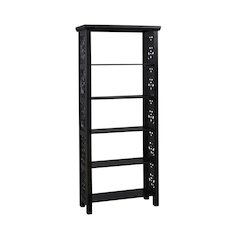 Black Tall Narrow Bookshelf – Elegant 5 Tier Skinny Bookcase Design