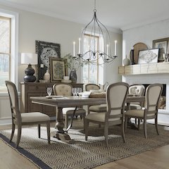 Americana Farmhouse Optional 7 Piece Trestle Table Set - Dusty Taupe & Black
