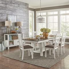 Brook Bay 7 Piece Trestle Table Set - Textured White Finish in White