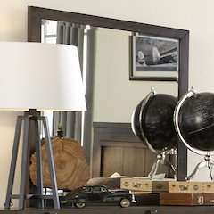 Full Bookcase Bed, Dresser & Mirror in Rubberwood Solids and Mango Veneers