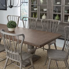 River Place River Place 7 Piece Trestle Table Set - Riverstone Gray & Tobacco