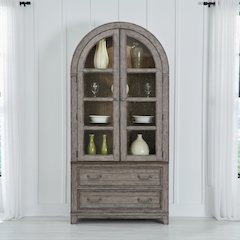 River Place River Place Curio Cabinet - Riverstone Gray & Tobacco
