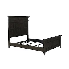 Queen Panel Bed in Rubberwood Solids & Split Heart White Oak Veneers