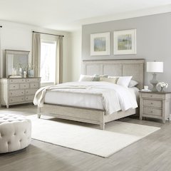King Panel Bed, Dresser & Mirror, Night Stand