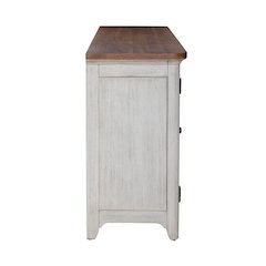 Heated LED Fireplace TV Consoles 80 Inch  - Antique White with Chestnut Tops