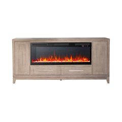 Brentwood Heated LED Fireplace TV Consoles 80 Inch - Sandstone Oak