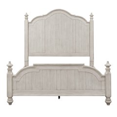 King Poster Bed, Dresser & Mirror in Pine Solids with Hickory and Pine Veneers