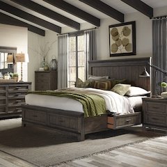 Queen Two Sided Storage Bed, Dresser & Mirror, Chest, Night Stand