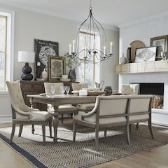 6 Piece Leg Table Set in Poplar & Rubberwood Solids w/ White Oak Veneers