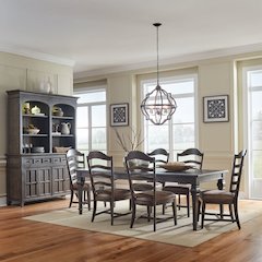 Paradise Valley 7 Piece Rectangular Table Set in Saddle Brown color