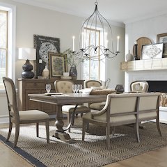 Americana Farmhouse Optional 6 Piece Trestle Table Set - Dusty Taupe & Black