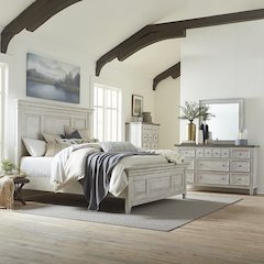 King California Panel Bed, Dresser & Mirror, Chest