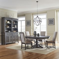 Paradise Valley Opt 5 Piece Pedestal Table Set in Saddle Brown color