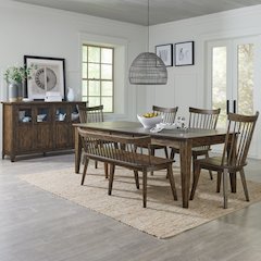 Midland Falls 6 Piece Rectangular Table Set in Rustic Brown color