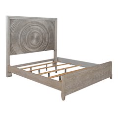 King California Panel Bed in Rubberwood Solids w/ Split Heart Oak Veneers